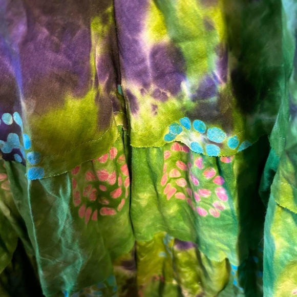 NWT Willi Smith Green Hippie Tie Dye Festival Skirt Sz 12 - Picture 7 of 8
